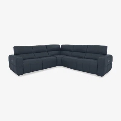 Furniture Village Cube Leather Large Power Recliner Corner Sofa with Power Headrests