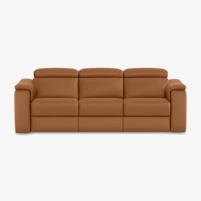 Furniture Village Nicoletti - Canto 3 Seater 3 Cushion Leather Recliner Sofa with Headrests and Power Lumbar - Botero Cuoio