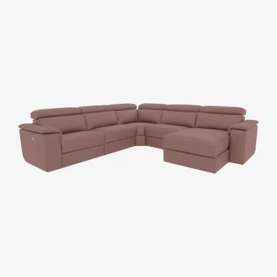 Furniture Village Nicoletti - Davide Large Leather Right Hand Facing Corner Power Recliner Sofa with Chaise End - Botero Cipria