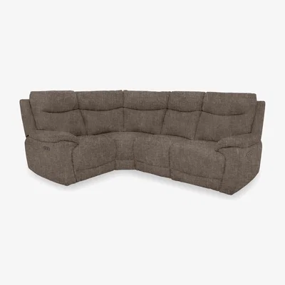 Furniture Village Sloane Fabric Small Power Recliner Left Hand Facing Corner Sofa with Power Headrests - Anivia Brown