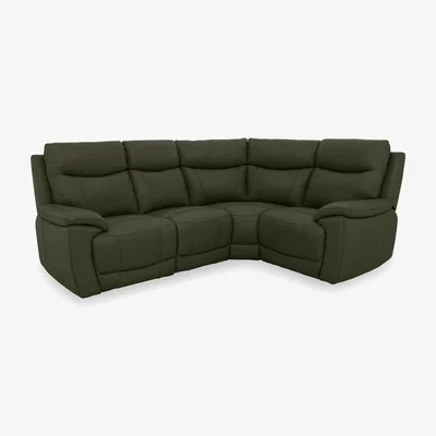 Furniture Village Sloane Leather Small Power Recliner Right Hand Facing Corner Sofa - Oslo Pine