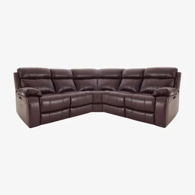Furniture Village Moreno Leather Power Recliner Corner Sofa with Power Headrests - Burgundy