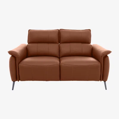 Furniture Village Jude Leather 2 Seater Recliner Sofa with Headrests and Power Lumbar - Montana Butterscotch