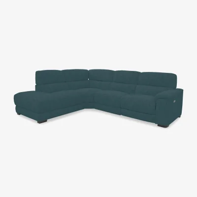 Furniture Village Nova Fabric Power Recliner Left Hand Facing Chaise End Sofa with Power Headrests - Peacock