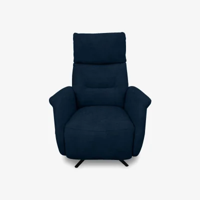 Furniture Village Designer Chair Collection Dusseldorf Fabric Power Recliner Swivel Chair - R304 Navy Blue