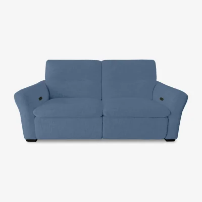Furniture Village Restore 3 Seater Fabric Power Recliner Sofa with Power Headrests - Silverish Blue