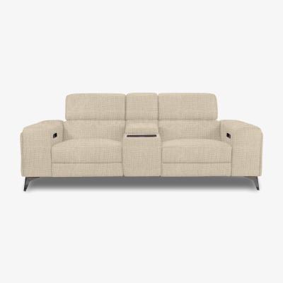 Furniture Village Action Fabric 3 Seater Power Recliner Media Sofa - Weave Oatmeal