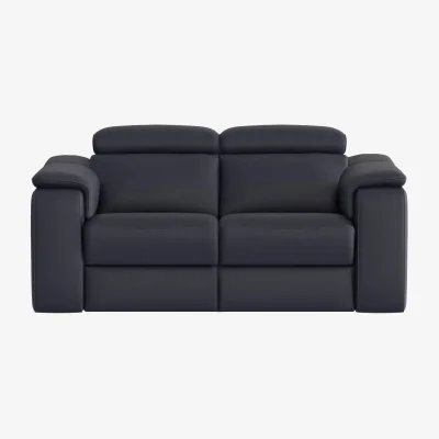 Furniture Village Nicoletti - Canto 2 Seater TO Leather Power Recliner Sofa with Power Headrest and Power Lumbar - Torello Blu