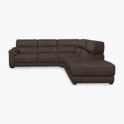 Furniture Village World of Leather - Nova BV Leather Power Recliner Right Hand Facing Chaise End Sofa with Power Headrests - Dark Chocolate