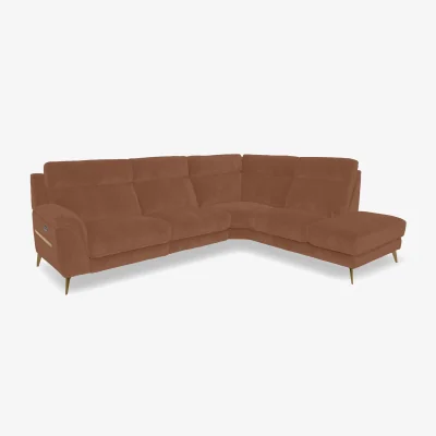 Furniture Village Eclipse Fabric Right Hand Facing Corner Power Recliner Sofa with Power Headrests and Chaise End Storage