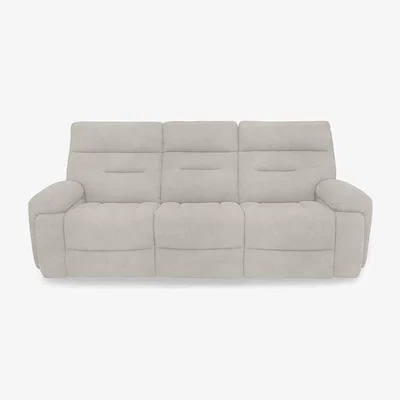 Furniture Village Cinemax 3 Seater Fabric Power Recliner Sofa with Power Headrests and Media Arms - Velvet White