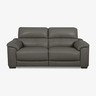 Furniture Village World of Leather - Nova HW Leather 2 Seater Power Recliner Sofa with Power Headrests - Charcoal Grey