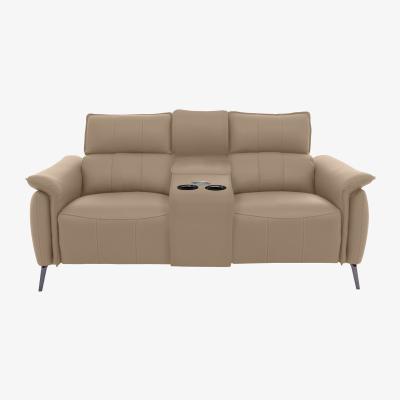 Furniture Village Jude Leather 2 Seater Power Recliner Sofa with Smart Console, Power Headrests, Power Lumbar and Heated Seats - Montana Barley