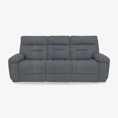 Furniture Village Cinemax 3 Seater Fabric Power Recliner Sofa with Power Headrests and Media Arms - Halifax Ash