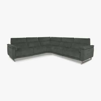 Furniture Village Moet Large Fabric Power Recliner Corner Sofa with Telescopic Headrests - Dexter Moss