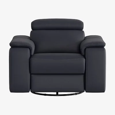 Furniture Village Nicoletti - Davide Leather Swivel Rocker Power Recliner Chair - Torello Blu