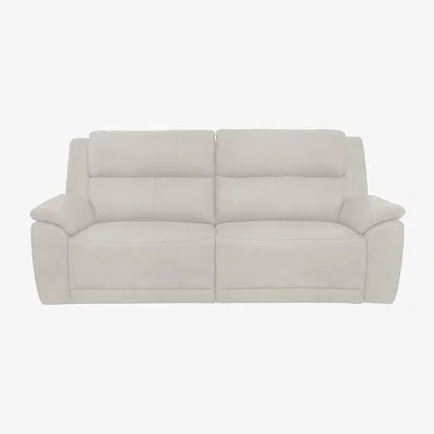 Furniture Village Utah Fabric 3 Seater Power Recliner Sofa with Power Headrests Power Lumbar and Heated Seats - Velvet White