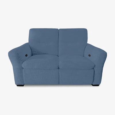 Furniture Village Restore 2 Seater Fabric Power Recliner Sofa with Power Headrests - Silverish Blue
