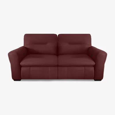 Furniture Village World of Leather - Restore 3 Seater Leather Power Recliner Sofa with Power Headrests - Deep Red