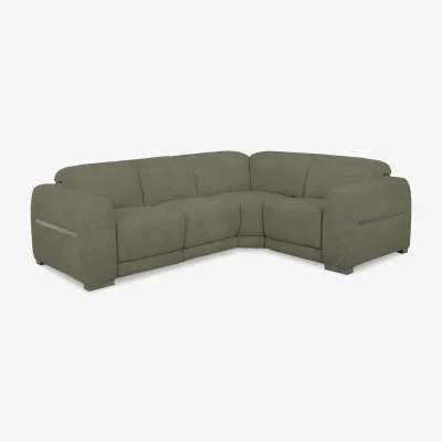 Furniture Village Edison Small Fabric Power Recliner Right Hand Facing Corner Sofa with Power Headrests and Lights