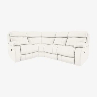 Furniture Village Moreno Small NC Leather Power Recliner Left Hand Facing Corner Sofa - NC Star White