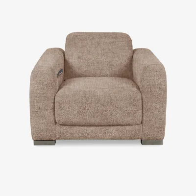 Furniture Village Edison Fabric Power Recliner Chair with Power Headrests and Lights - Light Brown