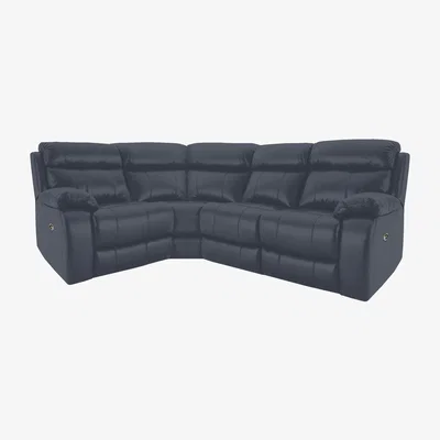 Furniture Village Moreno Small BV Leather Power Recliner Left Hand Facing Corner Sofa - BV Ocean Blue