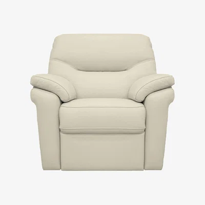 Furniture Village G Plan - Seattle Leather Power Recliner Armchair with Power Lumbar and Heated Seat - Cambridge Chalk
