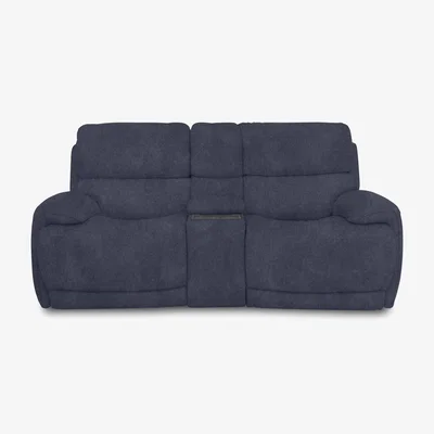 Furniture Village Link Fabric 2 Seater Power Recliner Sofa with Power Headrests and Cupholders - R23 Blue