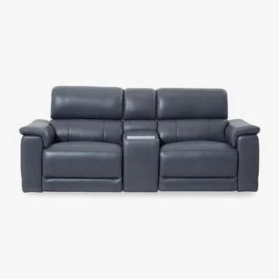 Furniture Village Genius Leather 2 Seater Power Recliner Media Sofa with Power Headrest, Power Lumbar and Heated Seats - Lavender
