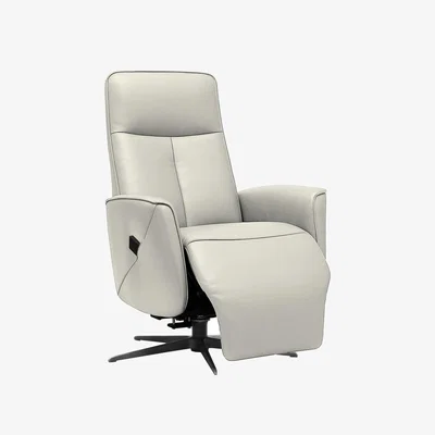 Furniture Village G Plan - Maribo Leather Lift and Rise Power Recliner Chair with Power Headrest and Black Base - Oxford Light Grey