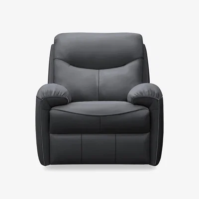 Furniture Village G Plan - Amesbury Leather Power Recliner Armchair with Power Headrest, Power Lumbar and Heated Seats - Cambridge Petrol Blue