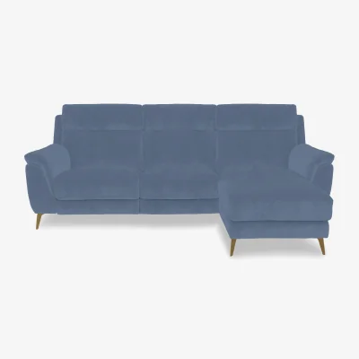 Furniture Village Eclipse Fabric 3 Seater Power Recliner Right Hand Facing Chaise End Sofa with Power Headrests - Silverish Blue