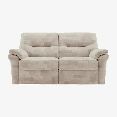 Furniture Village G Plan - Seattle 2 Seater Fabric Power Recliner Sofa with Heated Seats - Checkers Putty
