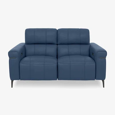 Furniture Village Homestage Leather 2 Seater Power Recliner Sofa with Power Headrests - Carribean Sea