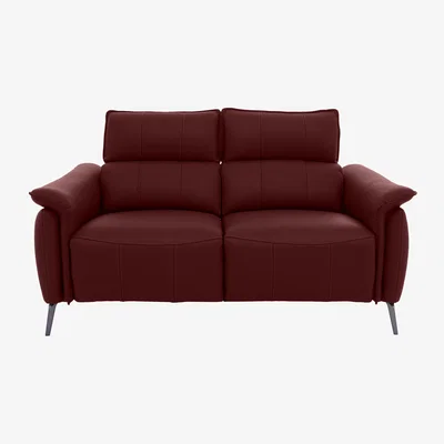Furniture Village Jude Leather 2 Seater Power Recliner Sofa with Power Headrests, Power Lumbar and Heated Seats - Montana Ruby