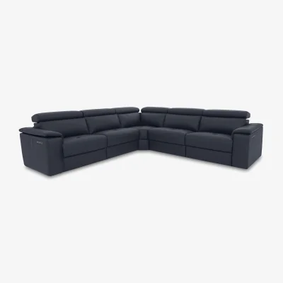 Furniture Village Nicoletti - Canto Large Leather Power Recliner Corner Sofa with Power Headrests and Power Lumbar