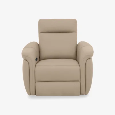 Furniture Village Dublin Leather Power Recliner Armchair with Power Headrest - Dacota Pebble