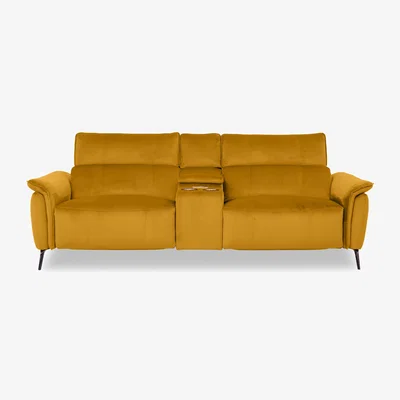 Furniture Village Jude Fabric 3 Seater Power Recliner Sofa with Smart Console and Power Headrests - Opulence Saffron