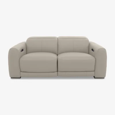 Furniture Village World of Leather - Edison Leather 3 Seater Power Recliner Sofa with Power Headrests and Lights - Feather