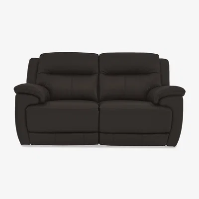Furniture Village Touch 2 Seater BV Leather Manual Recliner Sofa - Dark Chocolate