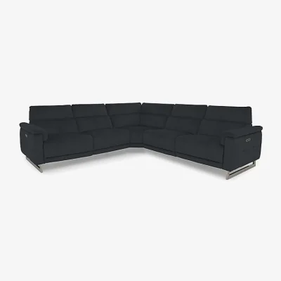 Furniture Village Moet Large Fabric Power Recliner Corner Sofa with Telescopic Headrests - Opulence Charcoal - Sofas and Armchairs