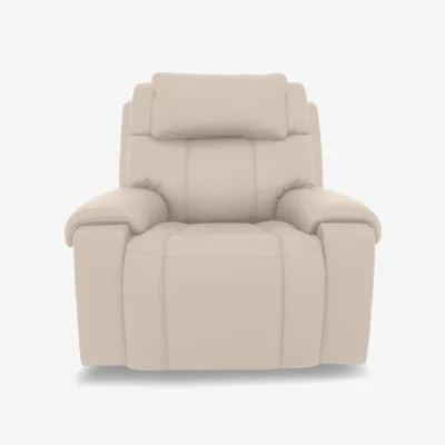 Furniture Village Hollywood BV Leather Power Recliner Chair with Power Headrest, Bluetooth Speakers and Storage Arms - Dapple Grey