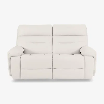 Furniture Village Cinemax 2 Seater Leather Power Recliner Sofa with Power Headrests and Media Arms - White