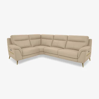 Furniture Village World of Leather - Eclipse Small Leather Power Recliner Left Hand Facing Corner Sofa with Power Headrests - Nude