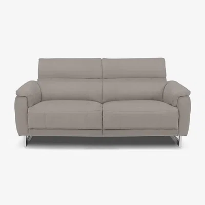 Furniture Village Moet 3 Seater Leather Power Recliner Sofa with Telescopic Headrests - New Grey