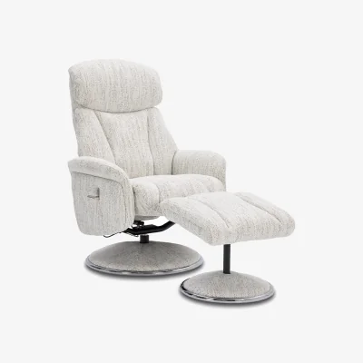 Furniture Village Elm Fabric Swivel Recliner Chair and Footstool