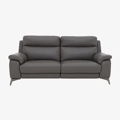 Furniture Village Missouri 3 Seater NC Leather Recliner Sofa with Power Headrest - NC Elephant