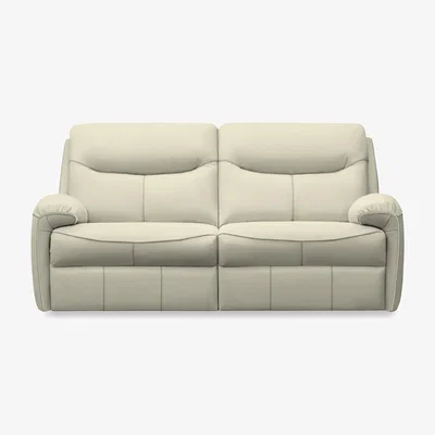 Furniture Village G Plan - Amesbury Leather 3 Seater Power Recliner Sofa with Power Headrest, Power Lumbar and Heated Seats - Oxford Putty