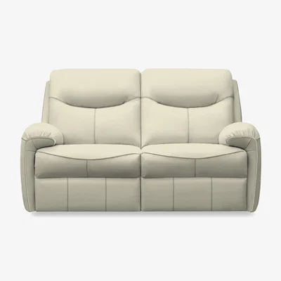 Furniture Village G Plan - Amesbury Leather 2 Seater Power Recliner Sofa with Power Headrest, Power Lumbar and Heated Seats - Oxford Putty